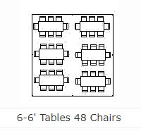 Table layout for 6 - 6' tables and 48 chairs